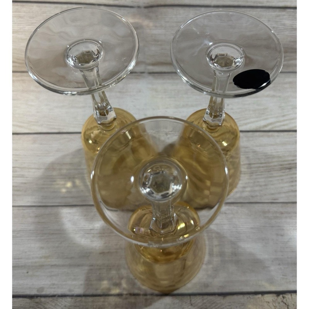3 Vintage Cristalleria Fumo Amber Iridescent Wine Glasses Italy - Picture 2 of 8